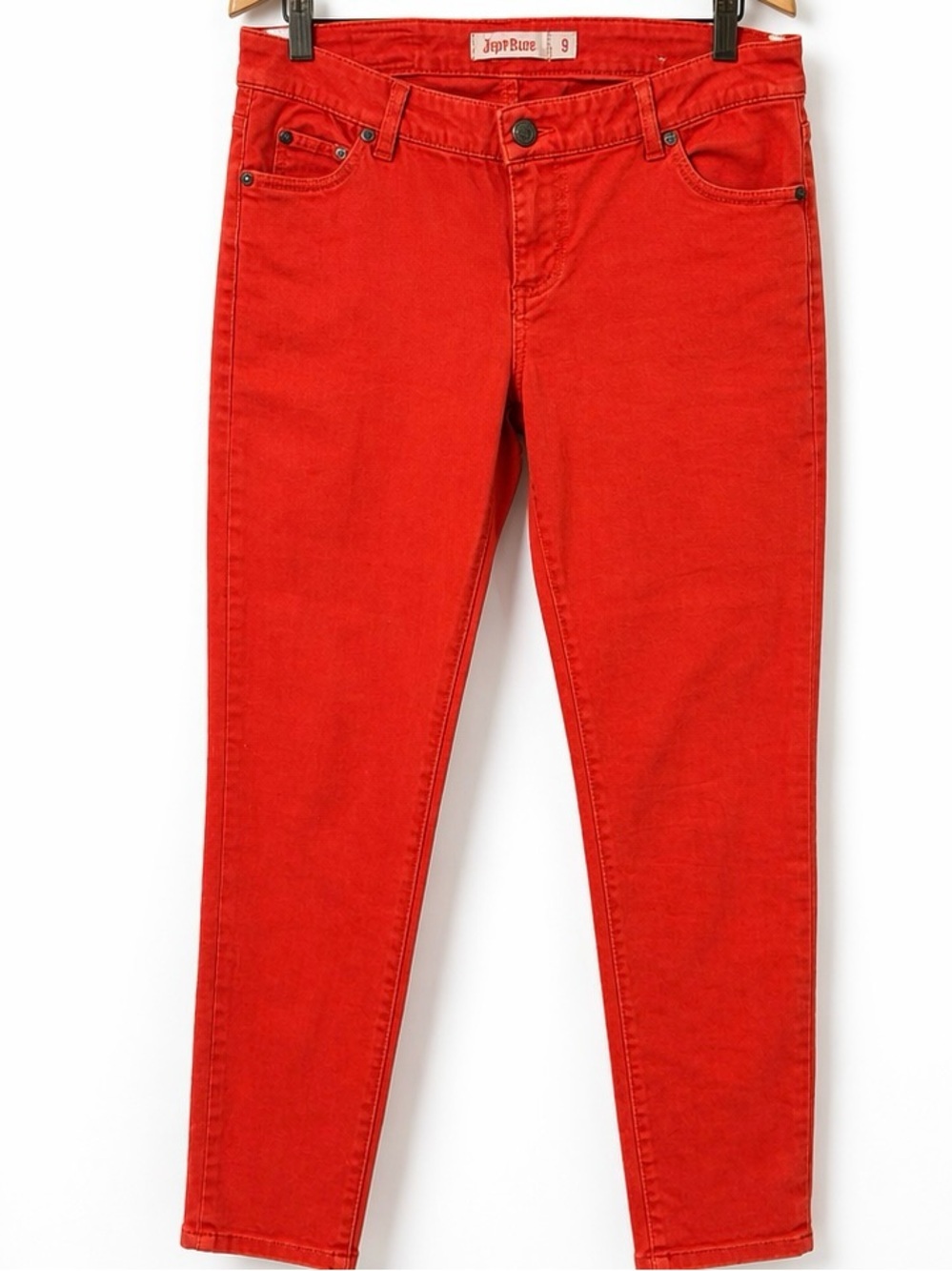 Judy Blue High Rise Skinny Jeans 31" Waist Orange Coral Stretch Denim Size 9